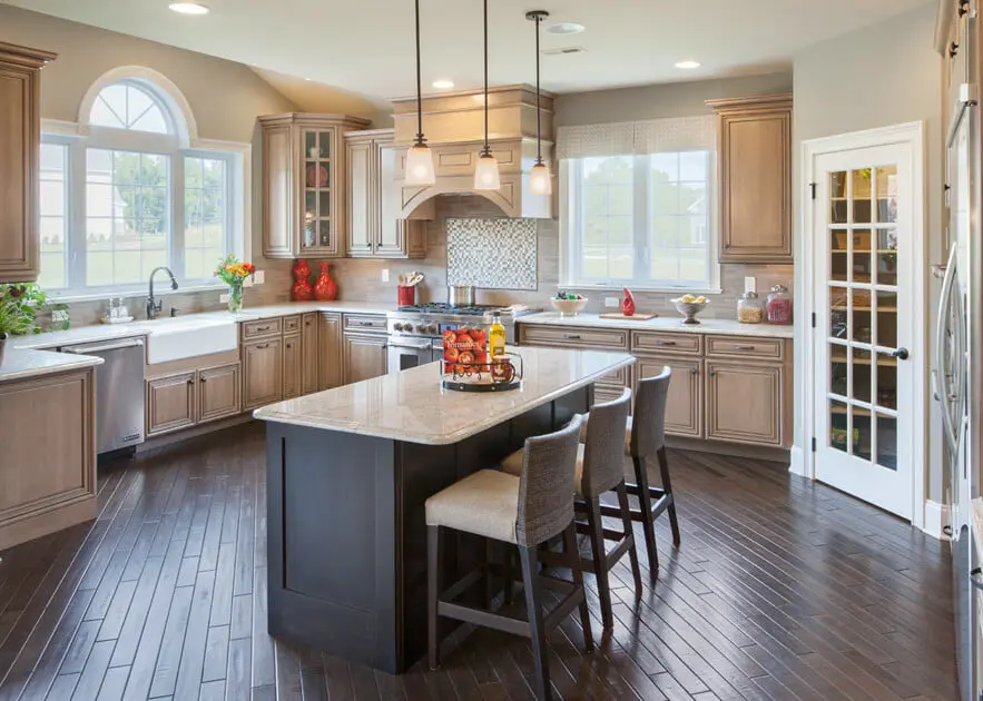 Granite countertops in kitchen