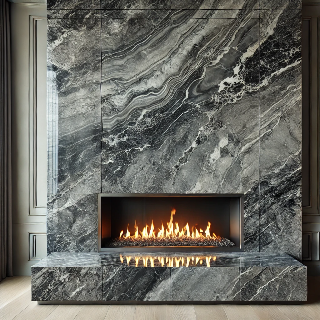 GRAY WHITE FIREPLACE