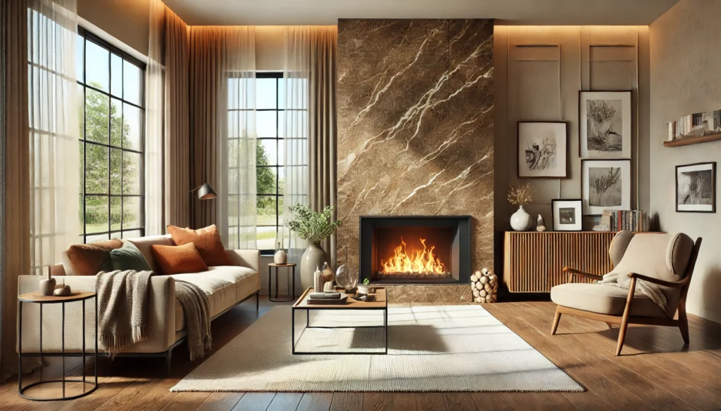 GOLD GRANITE FIREPLACE